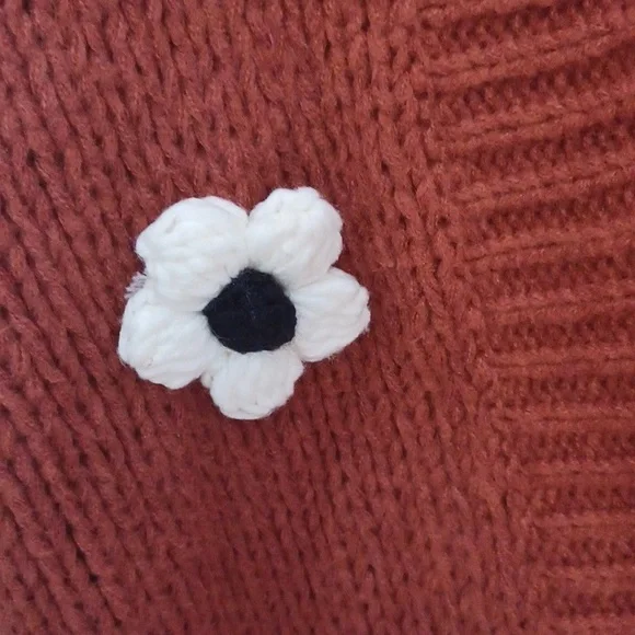 Maeve Anthropologie Chunky 3D Floral Knit Cardigan Sweater OS Boho Oversized - Picture 5 of 16